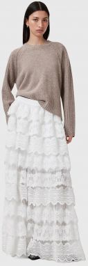 Sukňa AllSaints LIZI LACE biela farba, maxi, rovný strih, W059RC