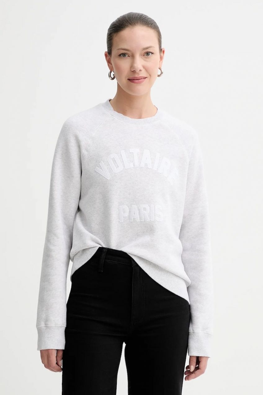 Mikina ZADIG&VOLTAIRE šedá farba, s nášivkou, JWSS01722
