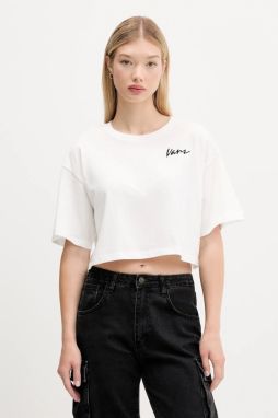 Bavlnené tričko Vans dámske, biela farba, VN000QDFWHT1