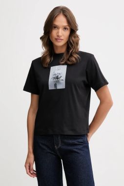 Bavlnené tričko Calvin Klein Jeans dámske, čierna farba, LV047D880G