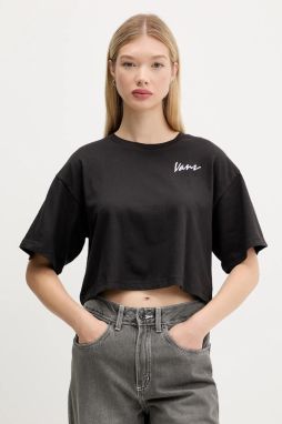Bavlnené tričko Vans dámske, čierna farba, VN000QDFBLK1
