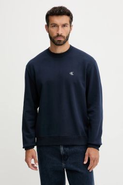 Bavlnená mikina Calvin Klein Jeans tmavomodrá farba, jednofarebná, LV04RC296G