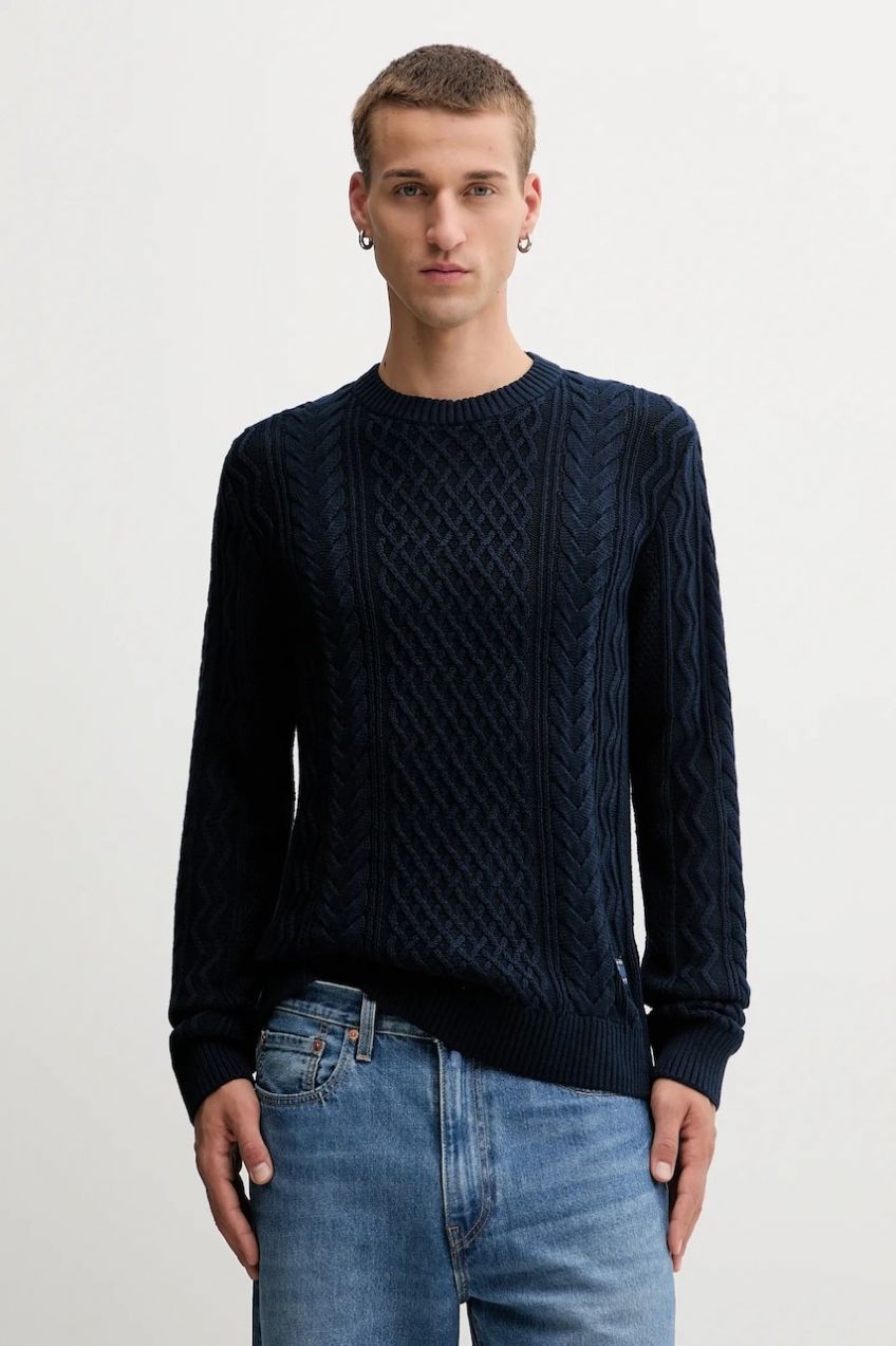 Bavlnený sveter Tommy Jeans tmavomodrá farba, ľahký, DM0DM22101
