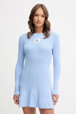 Šaty Calvin Klein Jeans modrá farba, mini, áčkový strih, LV047D307G