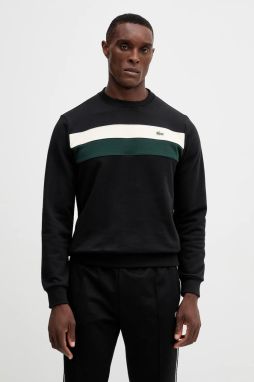 Bavlnená mikina Lacoste čierna farba, jednofarebná, SH5498