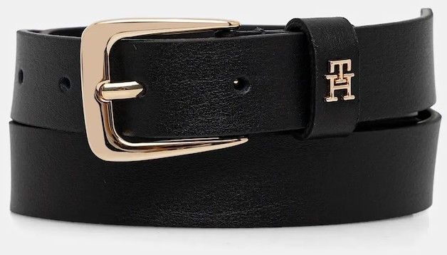 Kožený opasok Tommy Hilfiger čierna farba, AW0AW17767