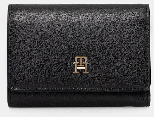 Peňaženka Tommy Hilfiger dámska, čierna farba, AW0AW17737