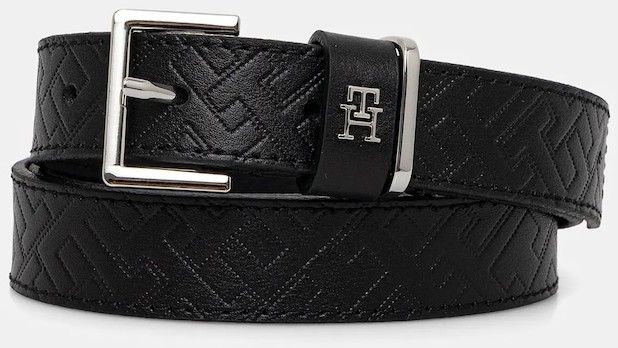 Kožený opasok Tommy Hilfiger čierna farba, AW0AW17753