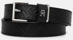 Kožený opasok Tommy Hilfiger čierna farba, AW0AW17753