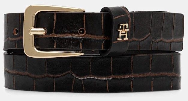 Kožený opasok Tommy Hilfiger hnedá farba, AW0AW17975