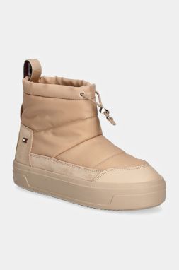 Snehule Tommy Hilfiger FLAG NYLON MINI SNOWBOOT béžová farba, FW0FW08334