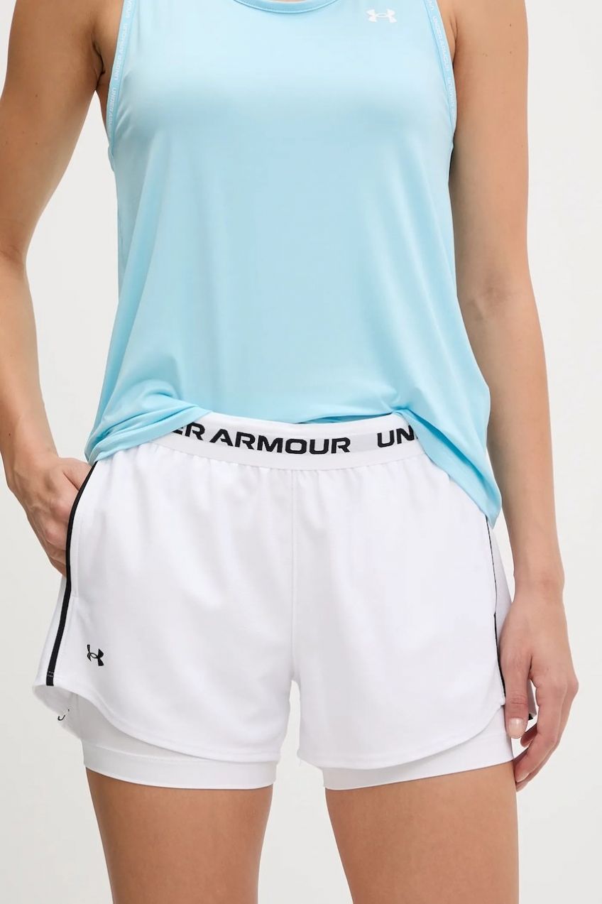 Tréningové šortky Under Armour Tech Play biela farba, jednofarebná, vysoký pás, 1389895