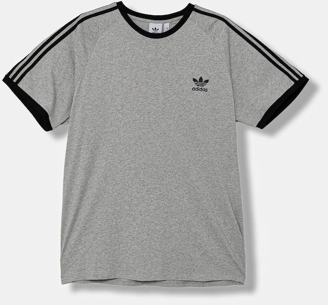 Bavlnené tričko adidas Originals 3-Stripes pánske, šedá farba, melanžové, JY1369