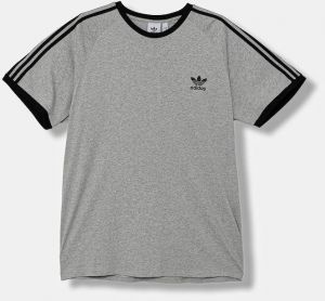 Bavlnené tričko adidas Originals 3-Stripes pánske, šedá farba, melanžové, JY1369