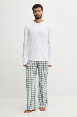 Bavlnené pyžamo Tommy Hilfiger biela farba, vzorovaná, UM0UM03663