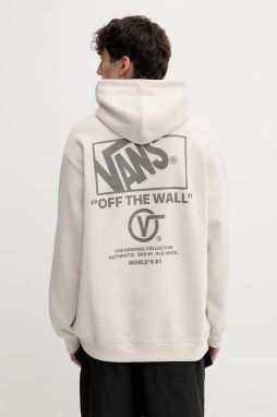 Mikina Vans béžová farba, s kapucňou, s potlačou, VN000PGMEN91