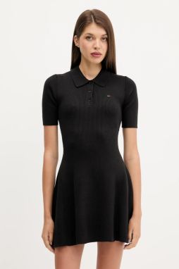 Šaty Tommy Jeans čierna farba, mini, áčkový strih, DW0DW21471