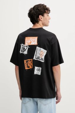 Bavlnené tričko Vans pánske, čierna farba, s potlačou, VN000PB9BLK1