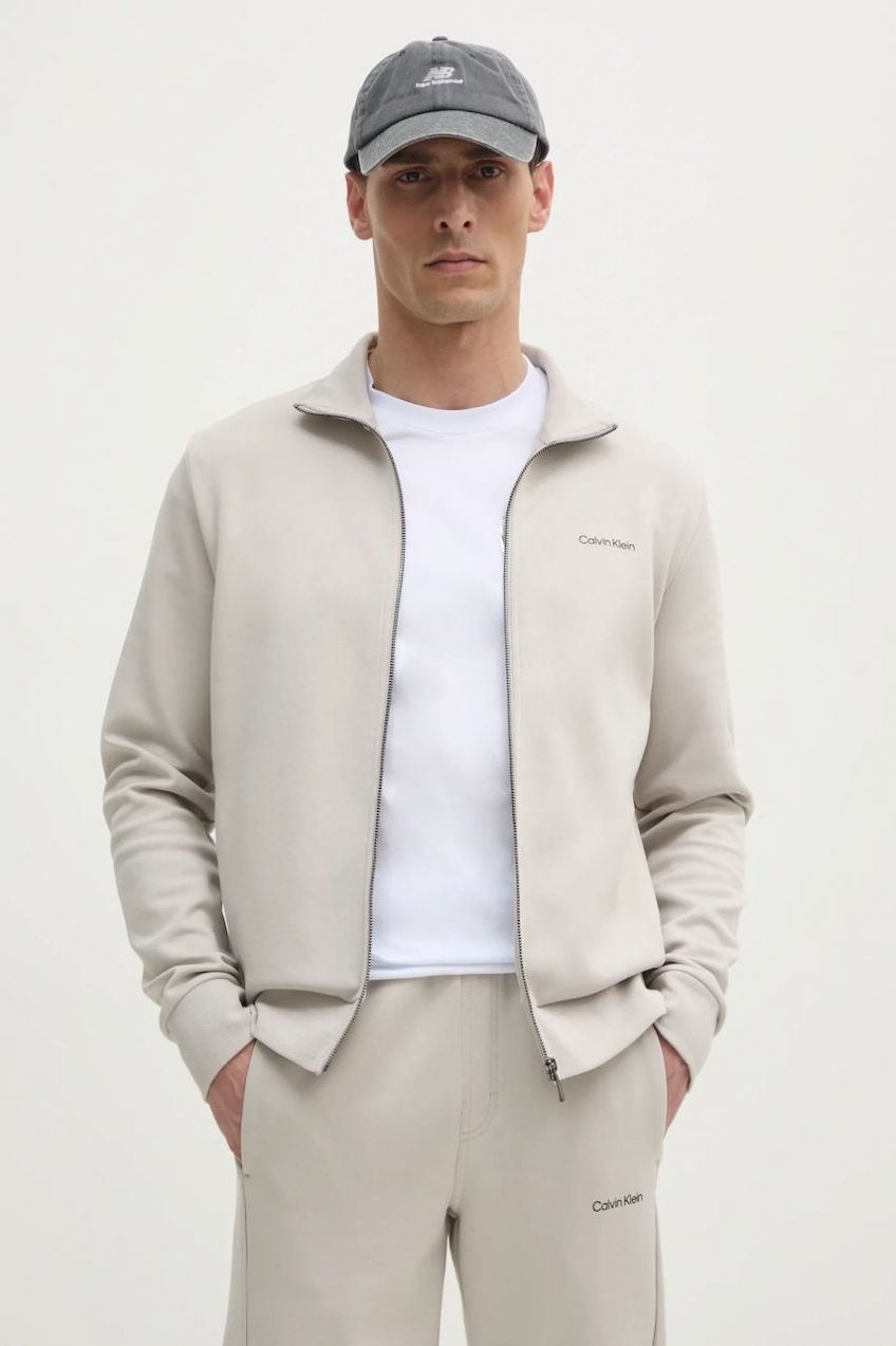 Mikina Calvin Klein pánska, béžová farba, jednofarebná, K10K114487