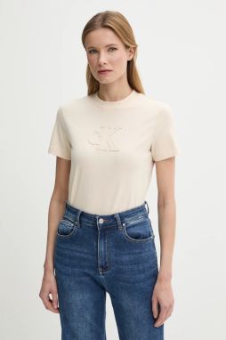 Bavlnené tričko Calvin Klein Jeans dámske, béžová farba, J20J225256