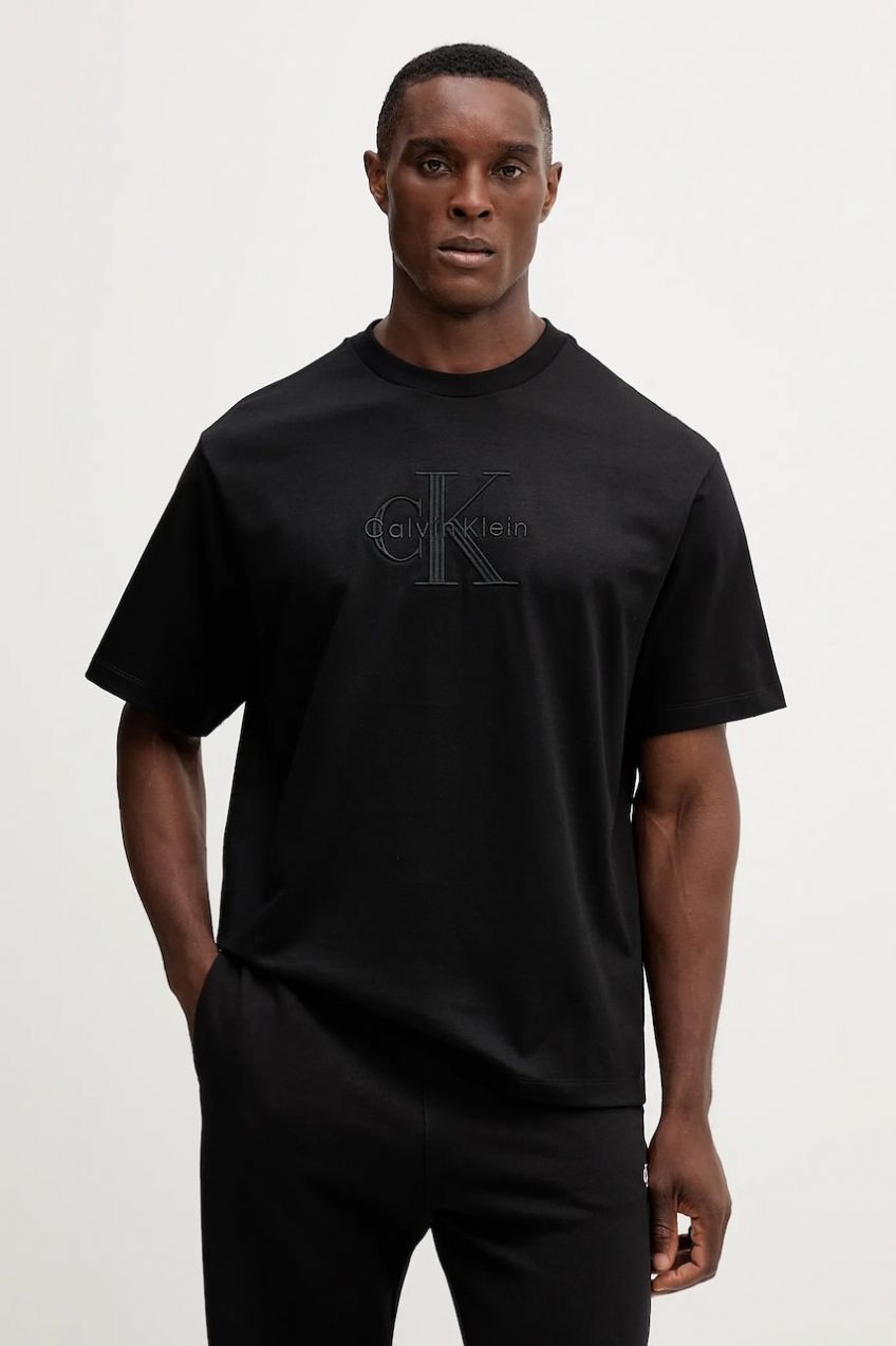 Bavlnené tričko Calvin Klein Jeans pánske, biela farba, s nášivkou, LV04RB295G