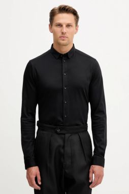 Bavlnená košeľa Mos Mosh MARCO čierna farba, regular, s golierom button-down, 500940