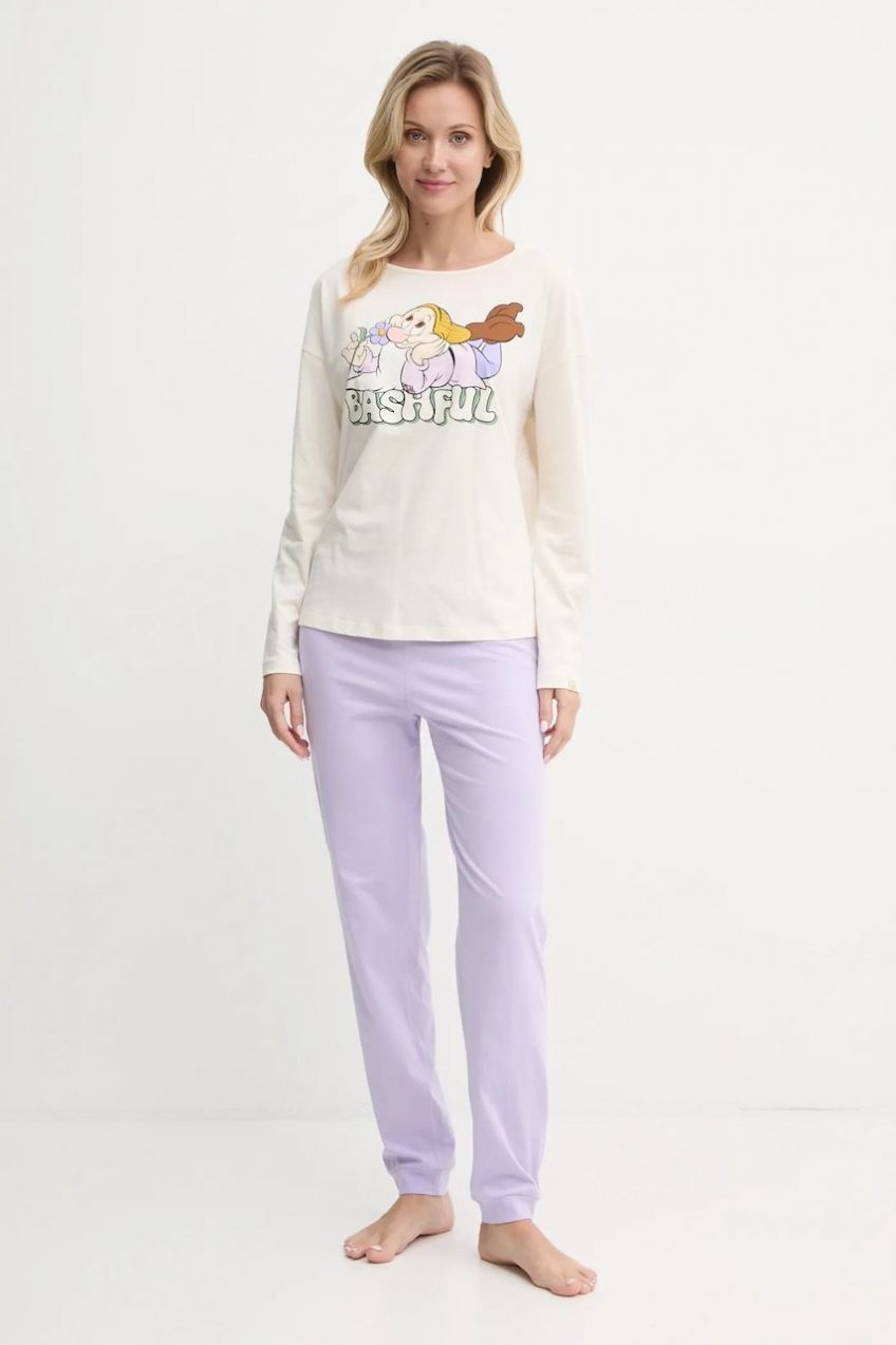 Bavlnené pyžamo United Colors of Benetton x DISNEY béžová farba, bavlnené, 3VD03P03E