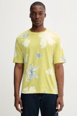 Bavlnené tričko Desigual JORGE pánske, zelená farba, vzorované, 25WMTK02