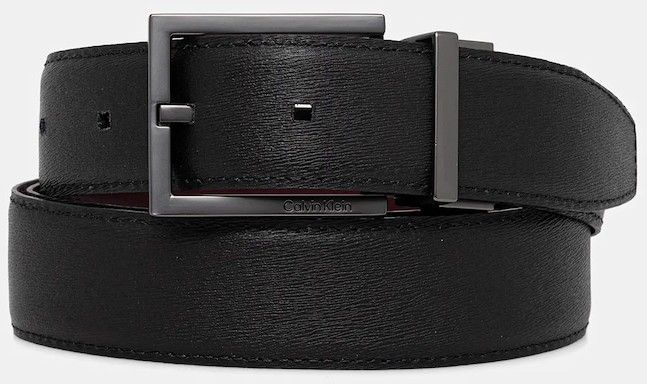 Obojstranný kožený opasok Calvin Klein čierna farba, LV04D7045G