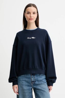 Bavlnená mikina Tommy Hilfiger tmavomodrá farba, jednofarebná, WW0WW48269