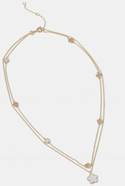 Pozlátený náhrdelník Tory Burch Layered Flower 171101.700