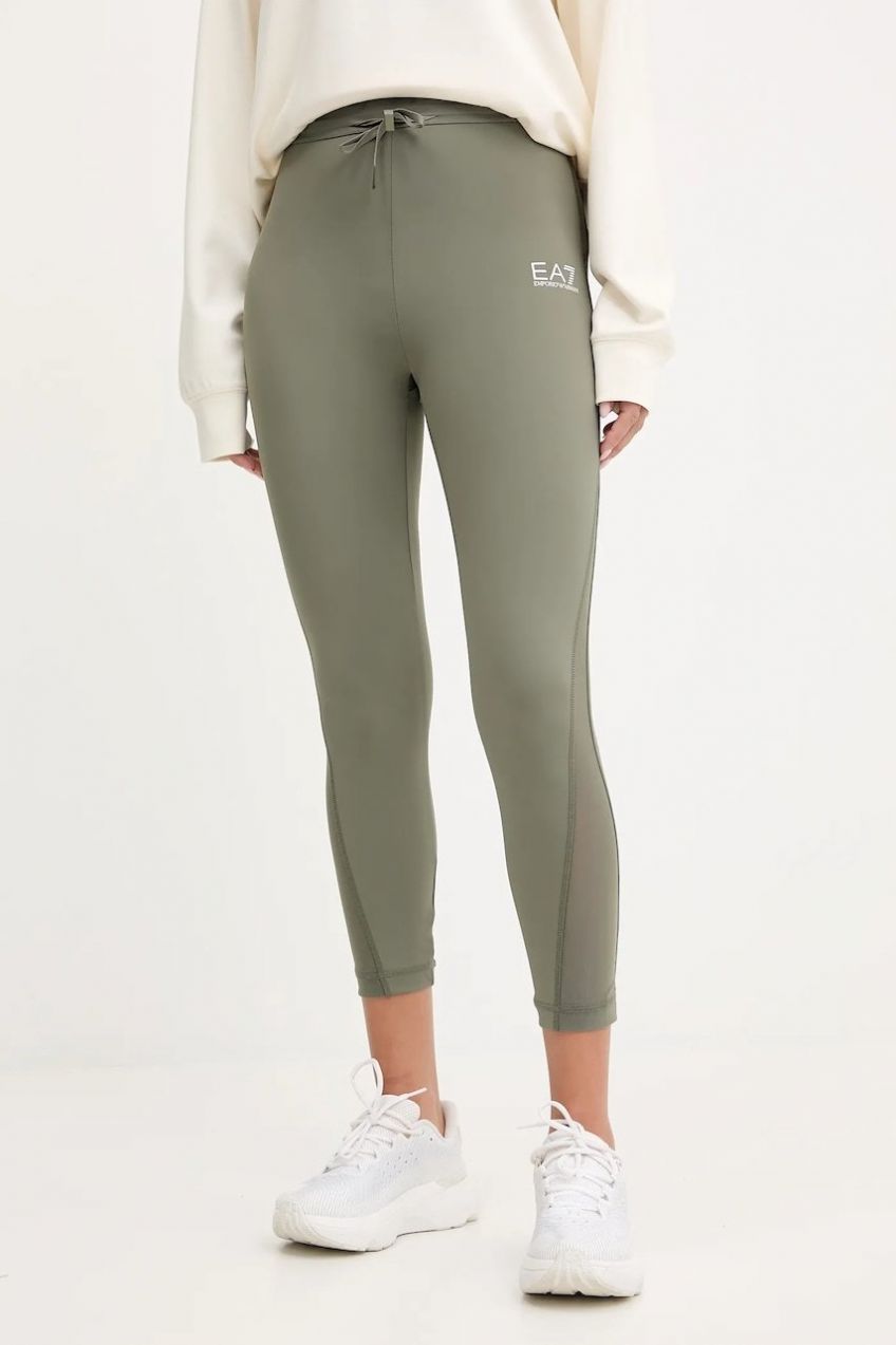 Legíny EA7 Emporio Armani zelená farba, jednofarebné, AF12625.7W000585