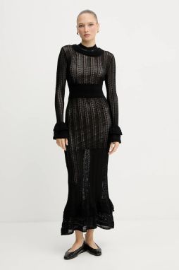 Šaty Twinset čierna farba, maxi, áčkový strih, 252TP3182