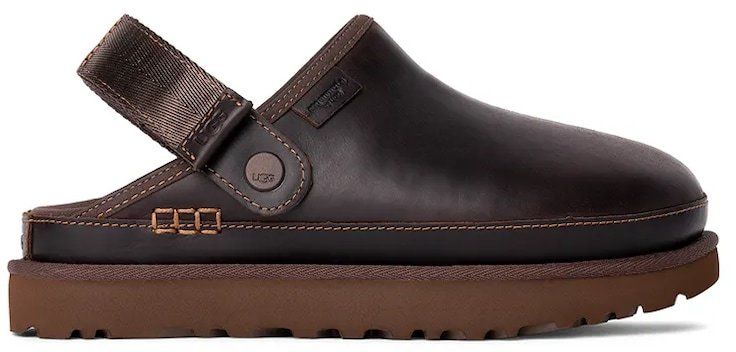 Kožené šľapky UGG Goldenstar Clog Lthr Regen hnedá farba, na platforme, 1167536.IWD