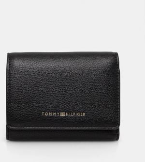 Peňaženka Tommy Hilfiger dámska, čierna farba, AW0AW17740