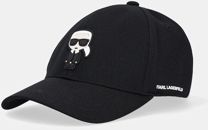 Čiapka Karl Lagerfeld čierna farba, s nášivkou