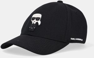 Čiapka Karl Lagerfeld čierna farba, s nášivkou