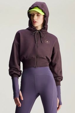 Tepláková mikina adidas by Stella McCartney fialová farba, s kapucňou, jednofarebná, IZ5011