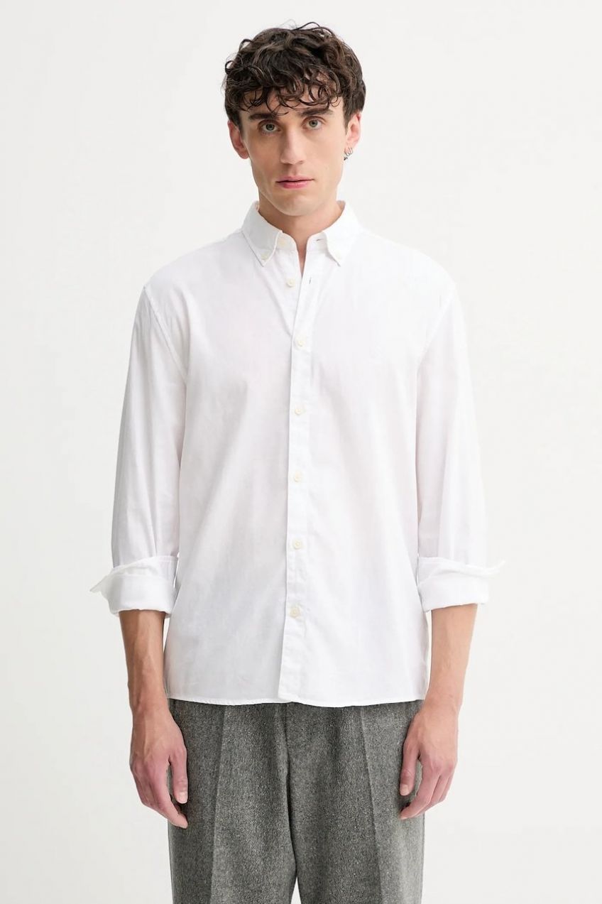 Bavlnená košeľa Marc O'Polo modrá farba, regular, s golierom button-down, B21726842342