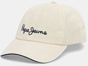 Bavlnená šiltovka Pepe Jeans WEI CAP béžová farba, s nášivkou, PL040364