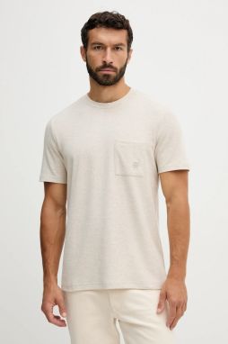 Bavlnené tričko Tommy Hilfiger pánske, béžová farba, jednofarebné, MW0MW39365