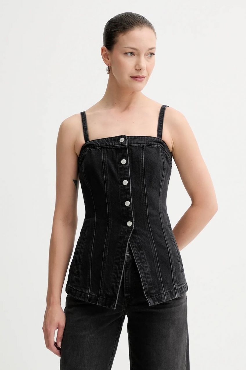 Džínsový top Levi's čierna farba, jednofarebná, 003Z5