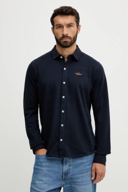 Košeľa Aeronautica Militare tmavomodrá farba, regular, s klasickým golierom, CA1265UP00342