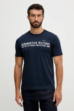 Bavlnené tričko Aeronautica Militare pánske, tmavomodrá farba, s potlačou, TS1942UJ00538