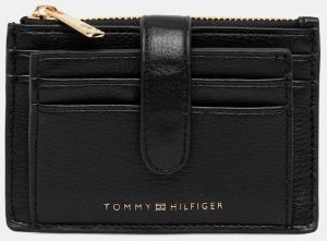Peňaženka Tommy Hilfiger dámska, čierna farba, AW0AW18027