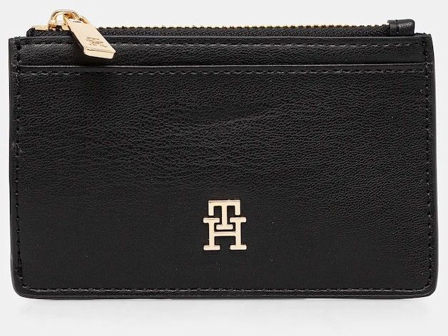 Peňaženka Tommy Hilfiger dámska, čierna farba, AW0AW17735