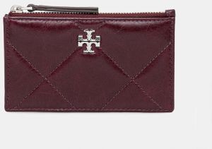 Kožená peňaženka Tory Burch Kira Diamond Quilt červená farba, 174398.500