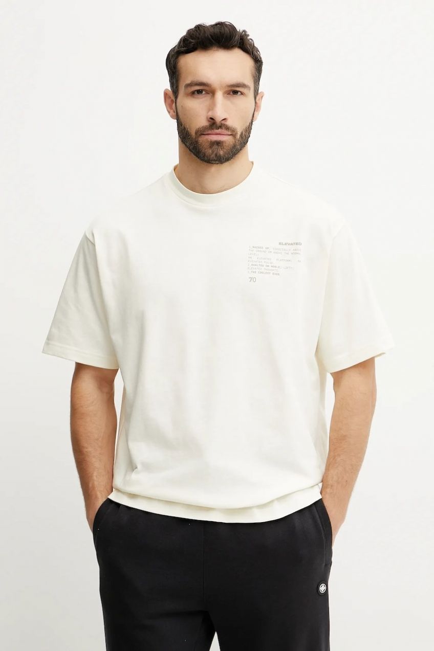 Bavlnené tričko EA7 Emporio Armani pánske, béžová farba, s potlačou, AF12957.7X000082