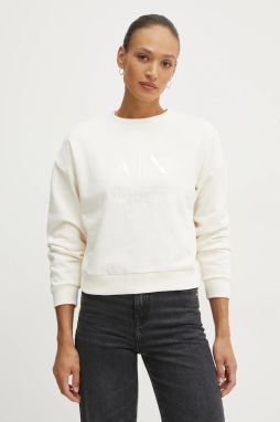 Mikina Armani Exchange dámska, béžová farba, s potlačou, XW000006 AF10172