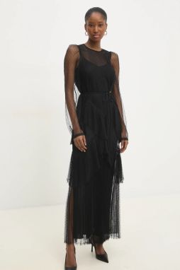 Šaty Twinset čierna farba, maxi, áčkový strih, 251TP2510